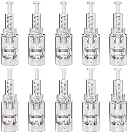 JINJUMEI 10 Pcs 36 Pin Agujas Dermapen,Dermapen Profesional, Micro Agujas de Reemplazo Sin dolor puntas cartucho Ranura Roscada para Antienvejecimiento Arrugas Rejuvenecimiento de la piel