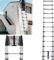 16.4FT/5M Aluminum Telescoping Extension Ladders, Multi-Purpose Foldable Aluminum Telescopic Ladder,EN131 Standards Portable Lightweight Extension Ladder with Non-Slip Feet Max Load 330lb/150kg
