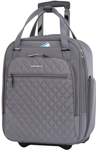 EMPSIGN 16 Underseat Cabin Bag with Wheels Small Suitcase, Dark Grey