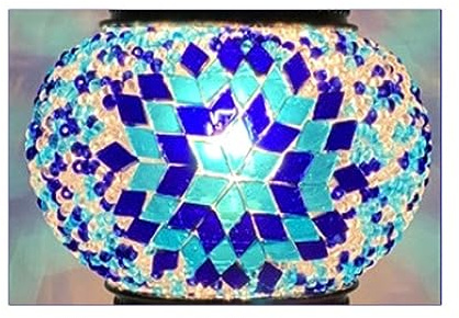 Turkish Mosaic Lamp DIY Kit, Mosaic Stained Glass Bead Moroccan Embryo Table Lamp DIY Material Kit with Built-in LED Bulb for Warm Field Parent Child Couple Company Activity