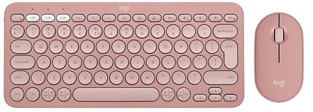Logitech Pebble Keys 2 K380s, Teclado Bluetooth multidispositivo Pebble Mouse 2 M350s, estilizado ratón inalámbrico Bluetooth - Rosa