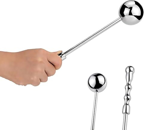 Stainless Steel Dildo Massage Wand, Handheld Anal Probe Metal Anal Butt Plug Masturbation Pleasure Stick Anus Stimulation Sex Toy for Men Women and Couple (Large)