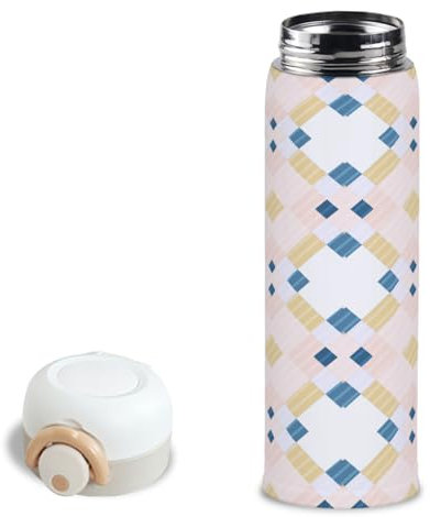 Bouteille d'eau isotherme carrée artistique abstrait en acier inoxydable avec couvercle à rabat - 473 ml