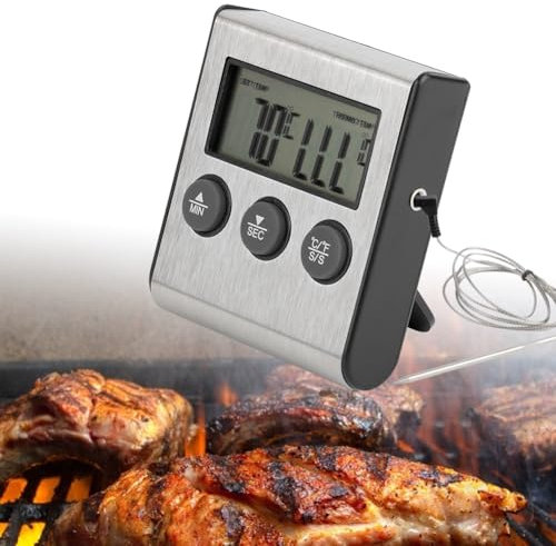 Termometro Per Barbecue Sonda Per Carne, Termometro Per Olio da Cucina con Timer, Termometro Per Frittura, Termometro Per Caramelle con Allarme, Ideale Per Barbecue, Cottura al Forno, Uso in Cucina Do