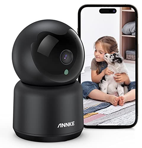 ANNKE 2K Caméra Surveillance WiFi Intérieure, 360° Caméra sans Fil pour Bébé/Animal, AI Détection de Mouvement Humain,Vision Nocturne,Audio Bidirectionnel,Connectée Smartphone,Noir- MIPC App