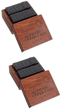 2 Sätze Siegel Mini aus Holz Gummi antikes Dekor kinder stempel kinderstempel Englische Buchstabenstempel aus Holz Holzstempel Briefmarke sterben schmücken Sammelalbum hölzern