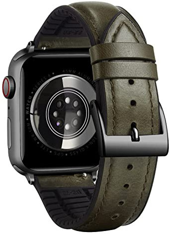 BINLUN Compatibile con Apple Watch Cinturino 45mm 44mm 49mm 42mm 41mm 40mm 38mm Cera Olio Pelle e Silicone Ibrido Cinturino di Ricambio Compatibile con iWatch Ultra SE SE2 Series 9/8/7/6/5/4/3/2/1