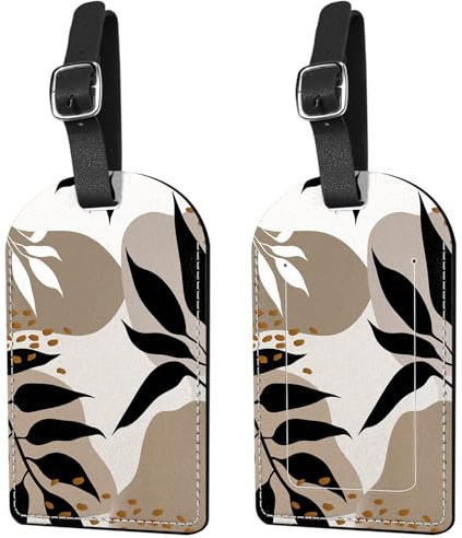 Deokke Gepäckanhänger, Kofferanhänger, PU-Leder, Sichtschutz, Gepäckanhänger, ästhetisch, niedlich, Reisetaschen-Etiketten für Damen, Mädchen, Herren, Grün, 2 Stück(Blatt)