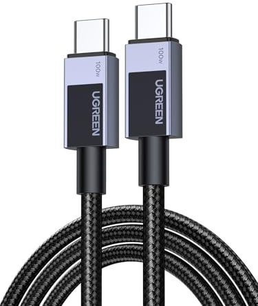 UGREEN 100W Cable USB C Carga Rápida PD 3.0, Tipo C 20V 5A con Carcasa de Aluminio Trenzado Nylon, Compatible con MacBook Air, iPad, iPhone 17 Pro Max Air/16/15, Galaxy S26 S25, Pixel 10/9.0,5M