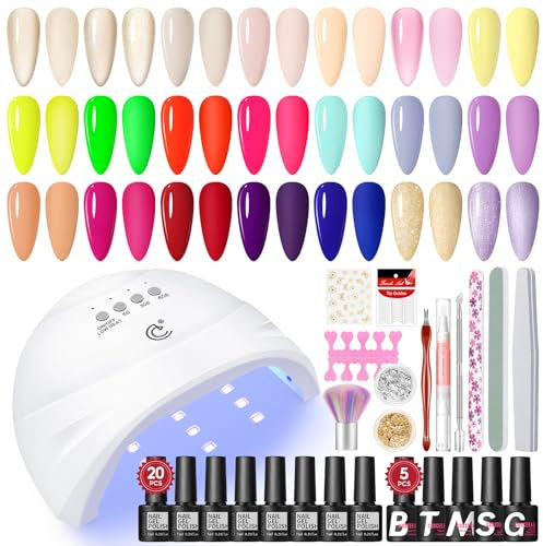 COSCELIA Kit Vernis Semi Permanent, 20 Couleurs Set de Vernis en Gel UV Semi Permanent avec UV/LED Lampe Set Ongle Gel Complet Kit de Manucure Cadeau pour Femme