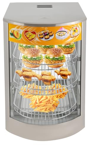 GAOUSD Armario de mantenimiento caliente para alimentos, armario de calor de alimentos comercial, vitrina para mantener el calor, calentador de alimentos de 4 pisos con luces indicadoras y asas,