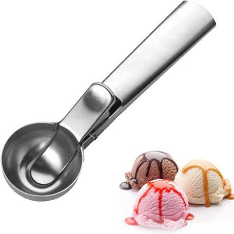 Cuillère à Crème Glacée avec Gâchette – Cuillère à Crème Glacée en Acier Inoxydable 304 pour Pâte à Biscuits au Yaourt glacé et aux Glaces