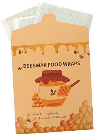 Healeved Beeswax Wraps Food Packaging Wraps Set of 3 (Large, Medium, Small) Reusable Household Fresh-Keeping Bowl Covers for Sandwiches, Butter, Cake Preservation