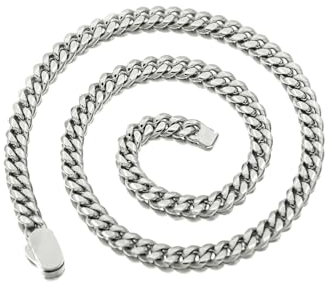 Beydodo Halskette Herren 76CM Edelstahl, 6MM Panzerkette Cuban Chain Hip Hop Kette Silber Partnerkette für Männer Jugend