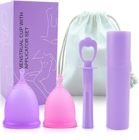 Ketliyaze Wiederverwendbare Menstruationsscheibe, 2 Stück Menstrual Disc, Auslaufsicher Menstruationstassen aus Silikon, für Aktive Frauen Sport, Schwimmen und Intimität（S+L）