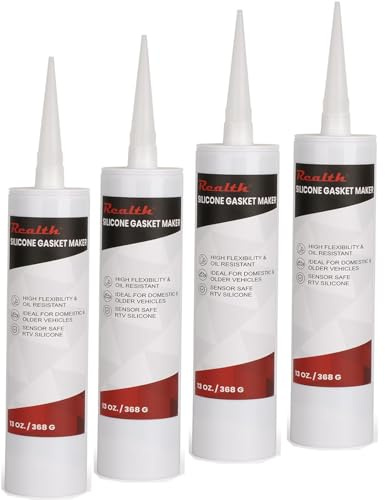 Realth Colla Sigillare per Auto | Nero Silicone 4 x 368g | Alta Temperatura | Resistenza All'olio | Sigillante in Silicone Multiuso per Porte Auto Parabrezza Motori