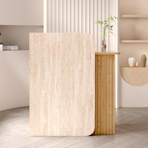Empfangstheke Rezeption Rezeptionstheke Empfangstresen Mit Computertisch Aus Holz Rezeptionstresen Modern Büromöbel Thekentisch for Supermärkte Convenience Stores Und Hotels(Stone grain light,80x95x45