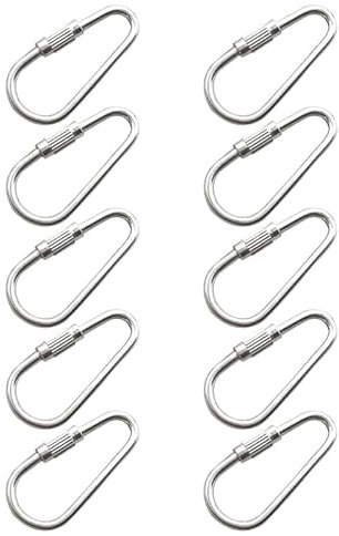 ROYJJ 10 ganci per giocattoli per uccelli, in acciaio inox, per pappagalli, connettori antiruggine per appendere altalena, mangiatoia per frutta, pappagalli