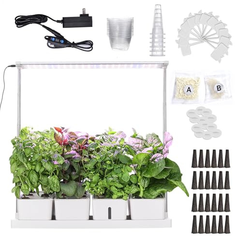 Jardin hydroponique d'intérieur, système de jardinage intérieur à 20 capsules avec éclairage LED et 4 réservoirs d'eau amovibles, équipement de réglage de la minuterie pour jardinières hydroponiques d