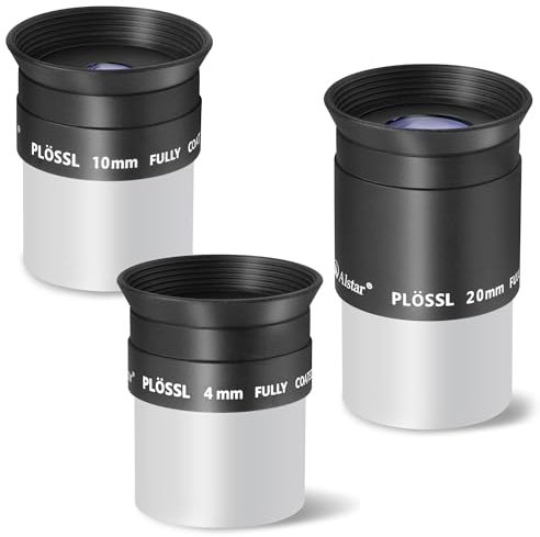 Alstar 1,25 Zoll Plossl Teleskop Okular-Set – 4 mm 10 mm 20 mm voll mehrfach vergütete optische Linse für 1,25 Zoll Astronomie-Teleskop und Astronomiefilter – 4-Element-Plossl-Design