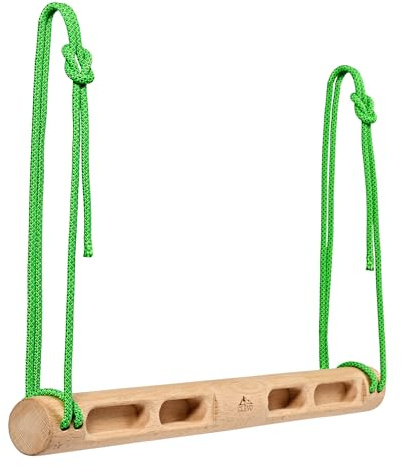 Clevo - Fingerboard Slim - Hangboard per l'allenamento dell'arrampicata e del Bouldering - Tavola compatta per l'allenamento della Forza delle Dita - Fingerboard in Legno con Sospensione a Corda