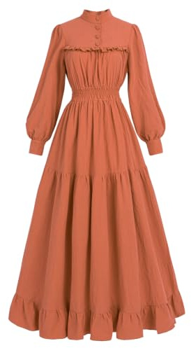 Fiamll Viktorianisches Kleid Renaissance Maxikleid Ballkleid Langarm Mittelalter Kleidung Damen Vintage Edwardianisches Kleid Abendkleid Elegant Freizeitkleider