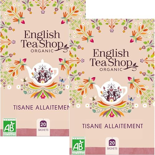 English Tea Shop - Tisane allaitement bio au fenouil, camomille et cannelle - Infusion grosesse - Boîte de 20 sachets - Lot de 2