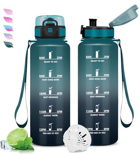 Borraccia Motivazionale 1,5l, Borraccia Palestra, Bottiglia Senza Perdite, Bottiglia Graduata, Facile da Pulire, Borraccie con Orari Per Bere, Facile da Trasportare, Borraccie per Fitness, Viaggio