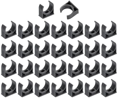 sourcing map 30Pcs PVC Water Pipe Clamps Clips, U-Shaped Tubing Hose Buckles, Irrigation Tube Holder for 25mm OD for TV Trays Tube Hose Hanger Support Tubing, Gray