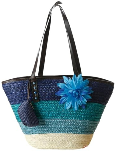 SZKCXBDB strohtasche Sommer Stroh Große Gewebte Strandtasche Frauen Schultertasche Urlaub Handtasche-blau