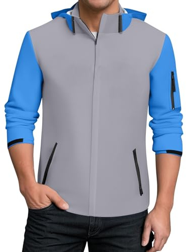 TOFOTL Giubbino 100 Gr Uomo 3 3 E Spolverino Cappotto Impermeabile Sportiva Jackets Giacca da Lavoro Trench Popolare Copri Giacca Pioggia Uomo Tute Antipioggia Moto 06-Grigio 5XL