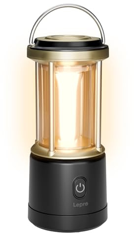 Lepro Lanterne Camping LED, Lampe Camping Puissante 1100Lm, Dimmable 5 Modes, Alimenté par 6 Piles AA (Non Incluses), Etanche Portable Suspendue, pour Camping, Bricolage, Secours, Garage, Cave