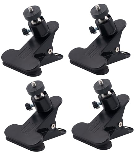 4 Stück Klemmhalter Stativschelle Montage Klammer Kamera Blitz Halterung mit 1/4 Zoll Gewinde Kugelkopf 360° Verstellbar Kompatibel mit Kamera Stativ