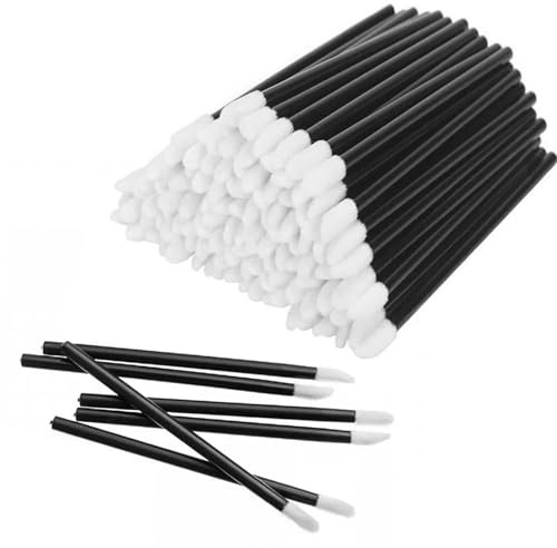 300 PCS Lip Brushes,Lipstick Applicator Lip,Gloss Wands,Black Lip Wands,Lipstick Applicators Lips,Reusable Cosmetic Brush Tool,Eyeshadow Applicator Tool(Black）