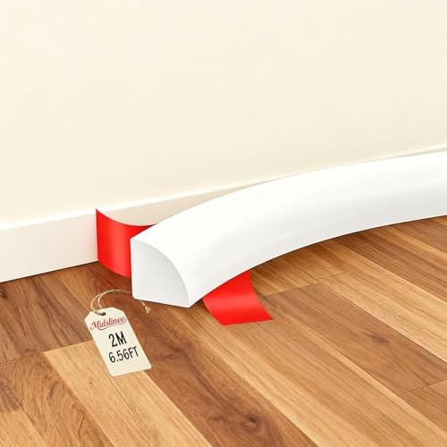Midslinee 2M Weiß Silikon Zierleisten Sockelleiste Deckenleisten, Selbstklebend Weichsockelleiste, Abschlussleiste Küchenarbeitsplatte, Flexibel Leisten für Bad Küche Wohnzimmer