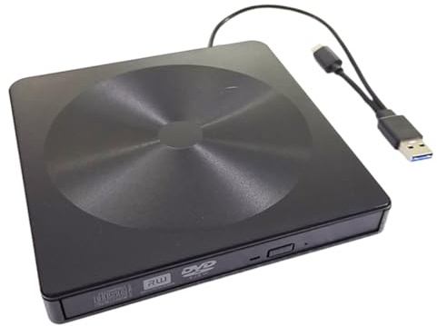 BESPORTBLE Unidad de DVD Externa y Unidad de CD Externa USB 3.0 Interfaz Tipo C, Portátil y Compatible Laptop y Desktop, Diseño Clásico en Abs Negro