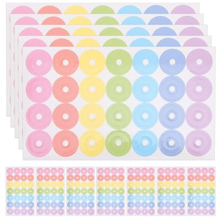 SUPVOX Pegatinas de Refuerzo para Agujeros de Hojas Sueltas, 20 Unidades Multicolor, Adhesivas y Resistentes para Reparación y Decoración en Oficina, Escuela y Hogar