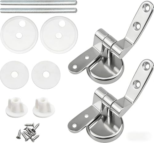Bisagras de Asiento de Inodoro 1 Par, Bisagras de WC Universales Ajustables de Aleación de Zinc, Kit de Reparación de Bricolaje con Accesorios de Montaje para la Mayoría de Asientos de Inodoro