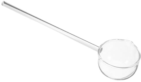 UKCOCO Cuillère en Verre Longue 25 Cm Transparente Embouchure Inclinée pour Sauces et Desserts, Cuillère à Yaourt et Glace, Ustensile de Service Multifonction Cuisine et Pâtisserie