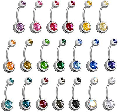 Hongyantech 20 Piercing en el Ombligo Ombligo Barra Perforación del Vientre 316L Anillo del Ombligo Cristal de Acero quirúrgico de Acero Inoxidable