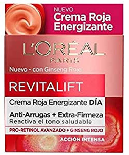 L'OREAL Paris Revitalift, Crema de Día Antiarrugas Energizante con Ginseng Rojo - 50 ml
