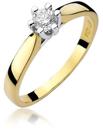 Damen Solitär Versprechen Ring Verlobungsring Antragsring 585 14k Gold Gelbgold natürlicher echt Diamant Brillanten