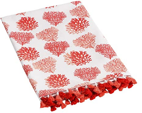 Baroni Home Telo Mare con nappe colorate, Pareo, Telo da Yoga, Asciugamano da Spiaggia Hammam, Super Assorbente e Asciugatura Rapida, Ecologico, 90x170 cm (Coralli Rossi)