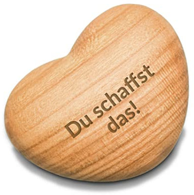 Handschmeichler mit Gravur - Herz aus Holz mit Gravur - “ Du schaffst das “ Mutmacher - Geschenk für Kinder, Männer und Frauen die oft nervös sind - euch Wird geholfen