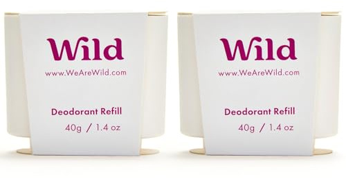 Wild - Natural Refillable Deodorant - Coconut & Vanilla Refill Duo Pack - Vegan & Eco-Friendly - Aluminium Free - Long Lasting Protection - Natural Ingredients - 2 Pack of 40g Refills