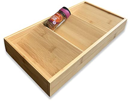 Wooden Drawer Organiser Kitchen Spice Rack Drawer Insert Tiered Shelf For Inside Cabinet Organiser Rack Tray - Seasoning Jars Organizer, Multifunctional Condiments Herb Storage Holder for Pantry