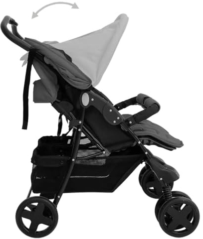 Kavolet Cochecito para Gemelos, Cochecito Plegable Ajustable, Cochecito para Gemelos y Hermanos, ultracompacto, Plegable, Gris Oscuro, 80 x 96 x 104 cm