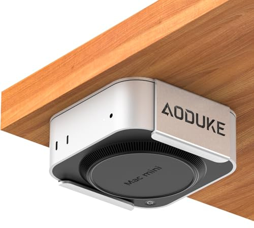 AODUKE Aluminum Alloy Mac Mini M4 Under table bracket, 2024 Mac Mini M4 Pro Wall Mount Stand, Hanging rack Compatible with VESA Hole Monitor Mount or Plaster wall, dock Accessories-AJM4-BS