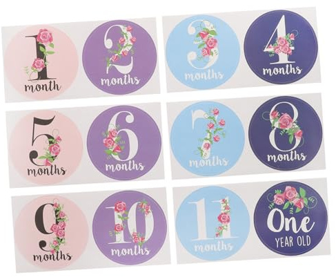 Pegatinas Mensuales para Bebés de Papel, 12 Unidades