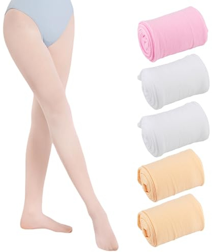 Xbessc 5 Paires Collant Danse Classique Fille 80 DEN Collants Enfant Fille | Collant Ballet Femme avec Pieds 3 Couleurs Opaques Collants Danse pour Ballet Yoga Gymnastique 105 à 130 cm de Taille